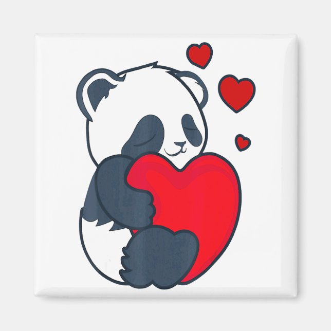 Panda Women Valentines Day Girlfriend Heart  Magnet (Framsidan)