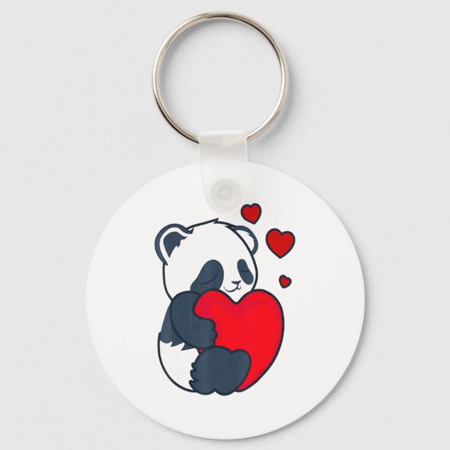 Panda Women Valentines Day Girlfriend Heart  Nyckelring (Framsida)