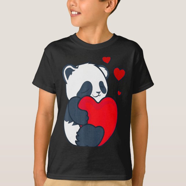 Panda Women Valentines Day Girlfriend Heart  T Shirt (Framsida)