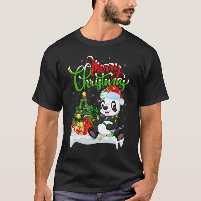 Panda   Xmas Decorations Santa Panda Christmas T Shirt (Framsida)