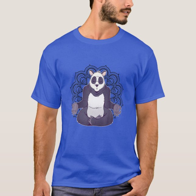 Panda Yoga Mandala Funny Andlig Meditation Chak T Shirt (Framsida)