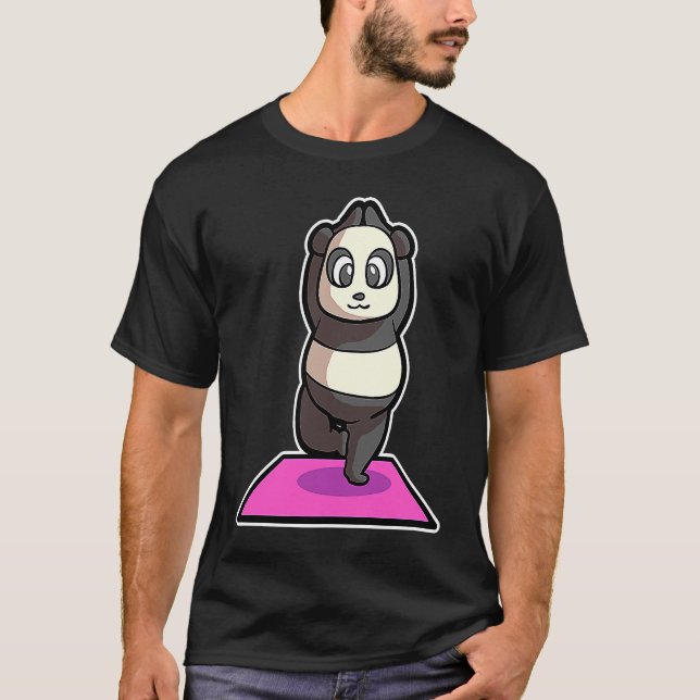 Panda Yoga Poses Sport Gymnastics Ohmmm Heartbeat  T Shirt (Framsida)