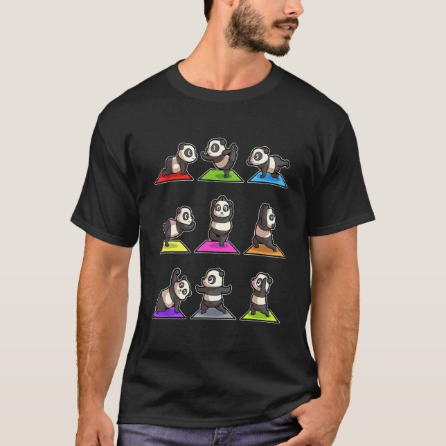 Panda Yoga Poses Sport Gymnastics Ohmmm Heartslag T Shirt (Framsida)