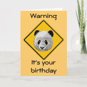 Panda Yourown Tecknad Sketch Birthday Card Kort
