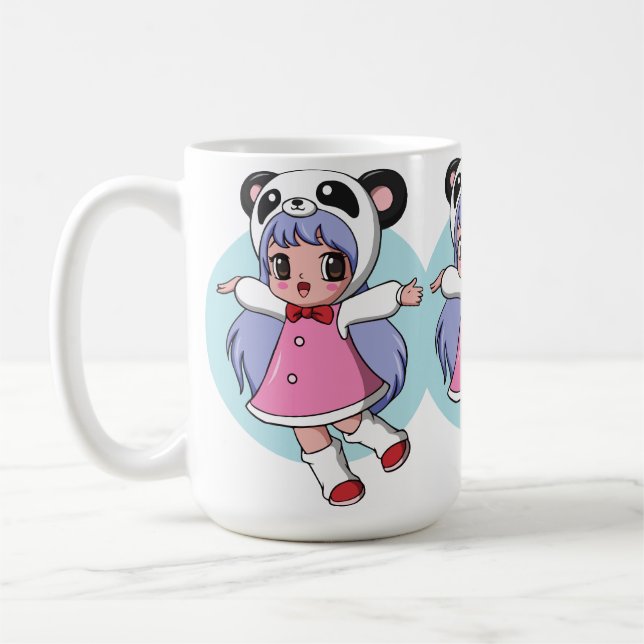 Pandaängel: Bedårande Animeflicka som svävar högt Kaffemugg (Vänster)