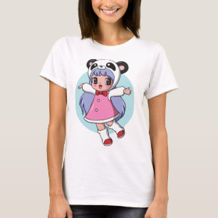 Pandaängel: Bedårande Animeflicka som svävar högt T Shirt