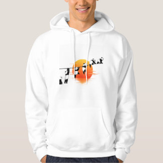 Pandaäventyr – söta pandas klättrar upp hoodie
