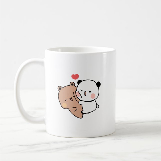 Pandabjörn, bubu och dudu hugs kärlek kaffemugg (Vänster)