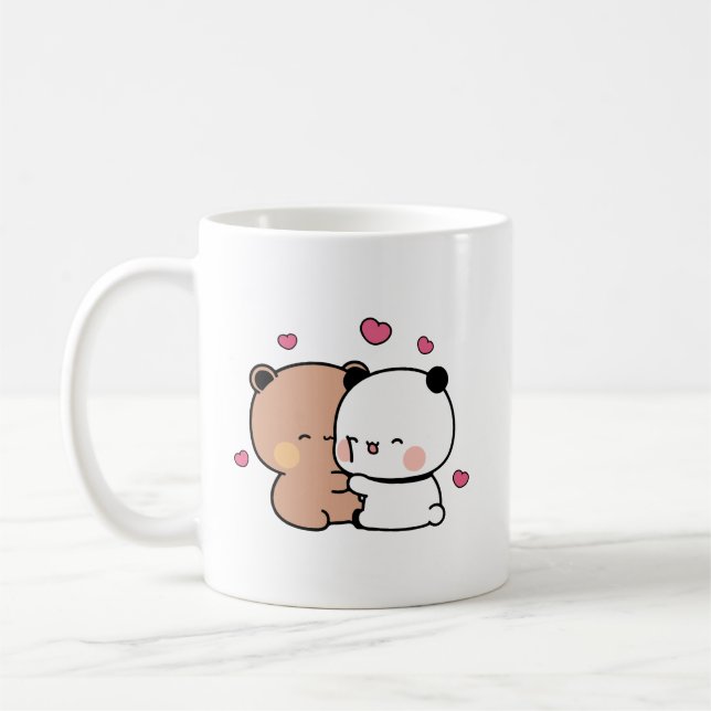 Pandabjörn, bubu och dudu hugs kärlek kaffemugg (Vänster)