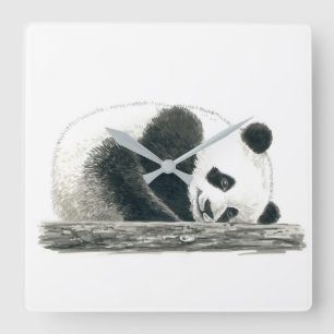Pandabjörn Fyrkantig Klocka