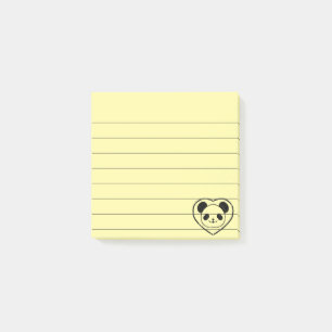Pandabjörn, gummistämplat, 3 x 3 post-it block