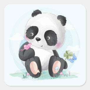 Pandabjörn i Baby Fyrkantigt Klistermärke