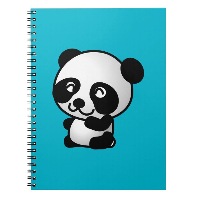 Pandabjörn i Cute Black och White lycklig Anteckningsbok (Framsidan)