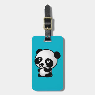Pandabjörn i Cute Black och White lycklig Bagagebricka