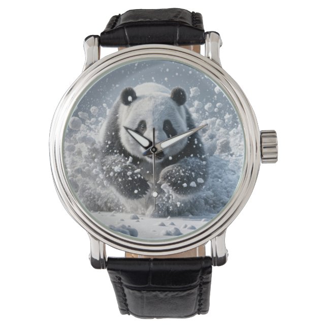 Pandabjörn i Snö Armbandsur (Framsida)