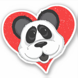 Pandabjörn i Tecknad med Kärlek Heart Klistermärken