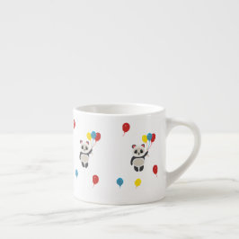 Pandabjörn med ballonger vit espressomugg