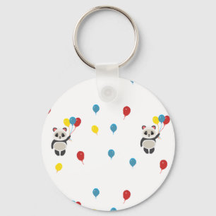 Pandabjörn med ballonger vit nyckelring