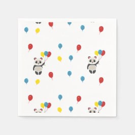Pandabjörn med ballonger vit pappersservett