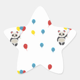 Pandabjörn med ballonger vit stjärnformat klistermärke