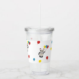 Pandabjörn med ballonger vit take away mugg
