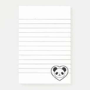 Pandabjörn med gummistämpel och hjärtslitna post-it block