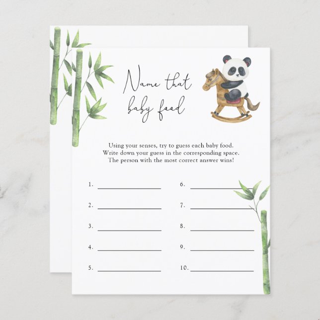 Pandabjörn - Namn den där baby matduschspelet (Fram/baksida)