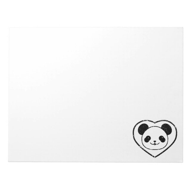 Pandabjörn och hjärta av gummi stämplat Baby Anteckningsblock (Framsida)