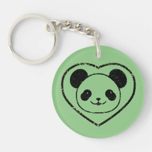 Pandabjörn och hjärta med gummistämpel