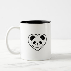 Pandabjörn och hjärta med gummistämpel Två-Tonad mugg