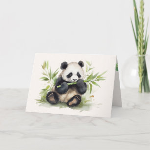Pandabjörn på födelsedagen med bambu kort