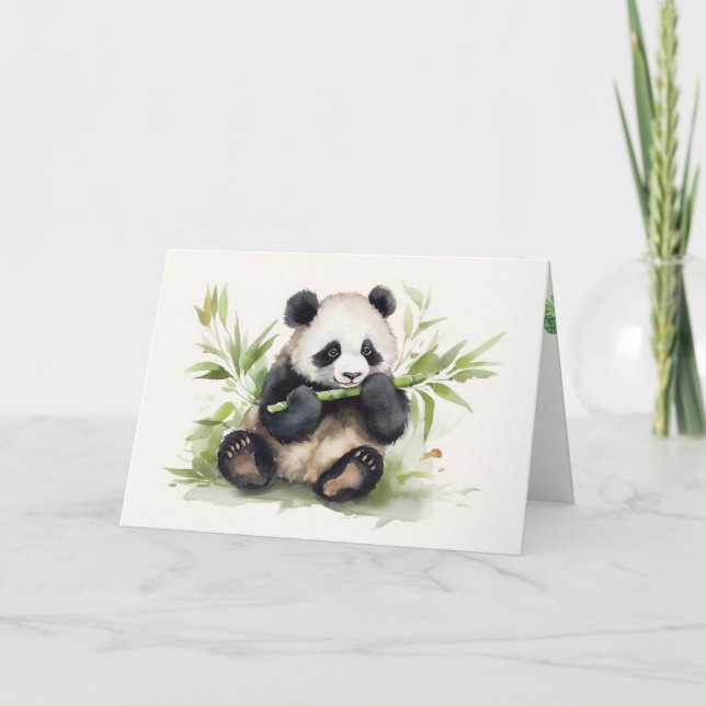 Pandabjörn på födelsedagen med bambu kort (Framsida)