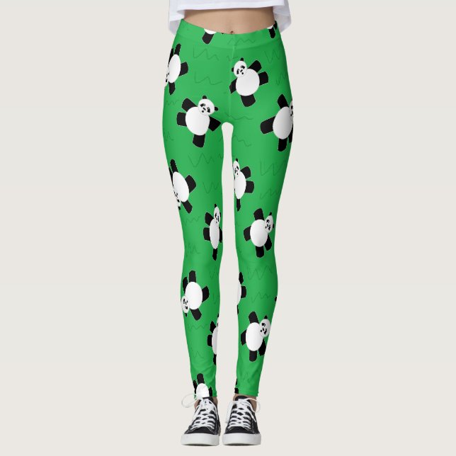 Pandabjörn som lägger gräs leggings (Framsida)