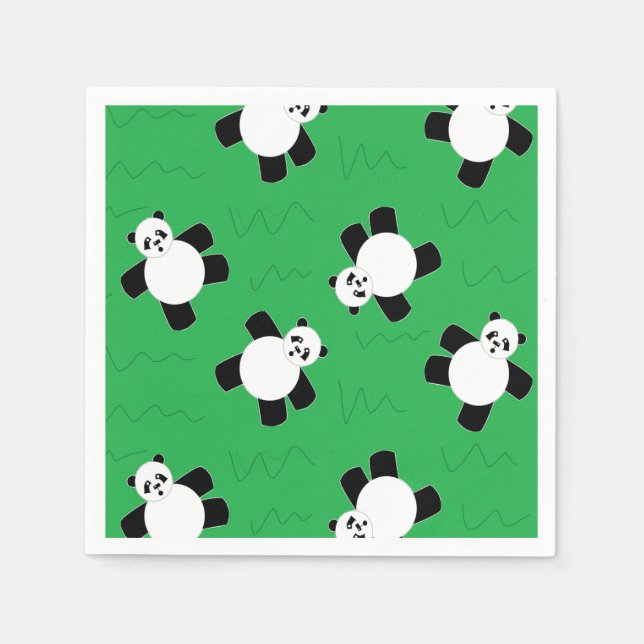 Pandabjörn som lägger gräs pappersservett (Framsidan)