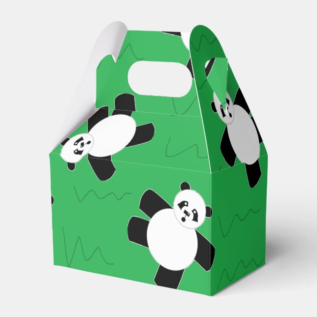 Pandabjörn som lägger gräs presentaskar (Framsidan Sidan)