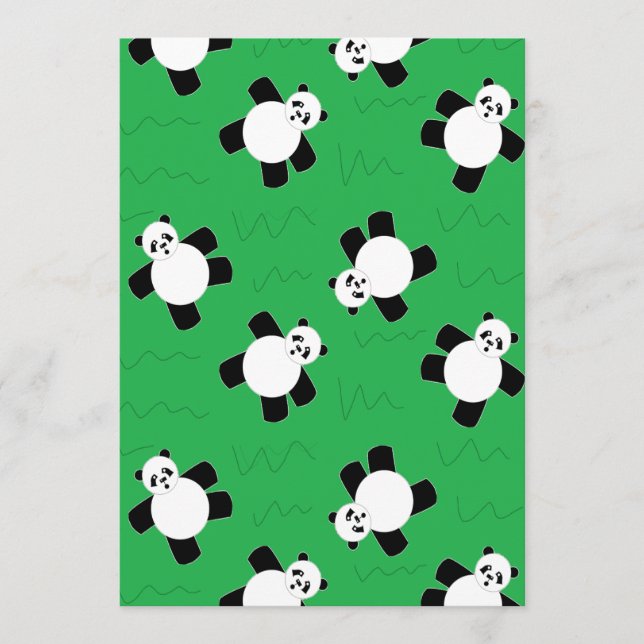 Pandabjörn som lägger gräs rådkort (Framsida)
