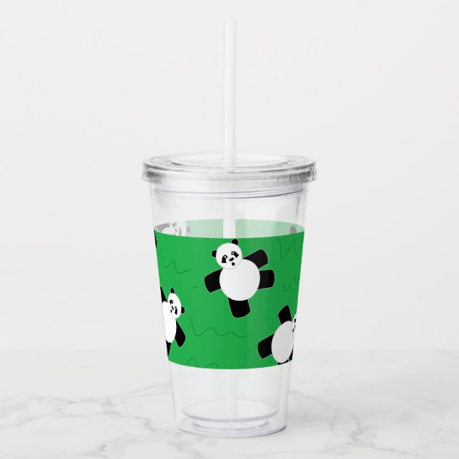 Pandabjörn som lägger gräs take away mugg (Framsida)