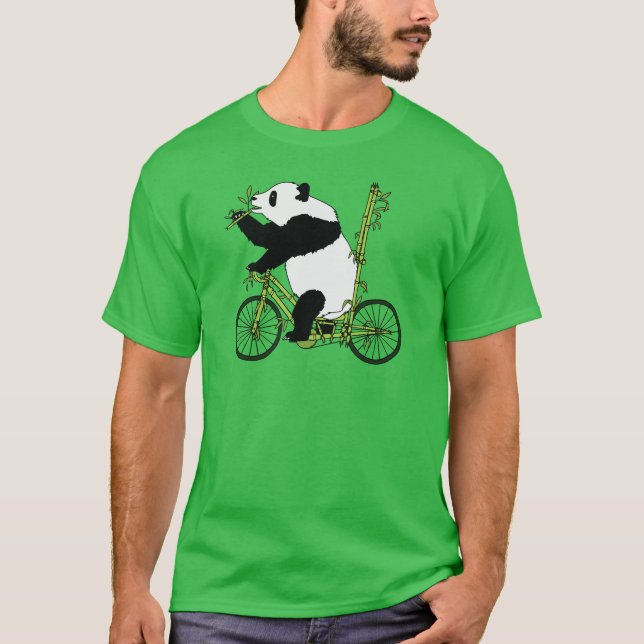 Pandabjörn som rider bambucykeln tee (Framsida)