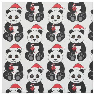 Pandabjörn som Snacking på bambu på jul Tyg