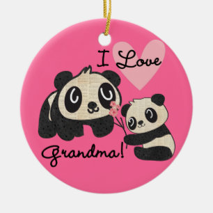 Pandabjörnar älskar jag mormor julgransprydnad keramik