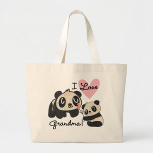 Pandabjörnar älskar jag mormor jumbo tygkasse