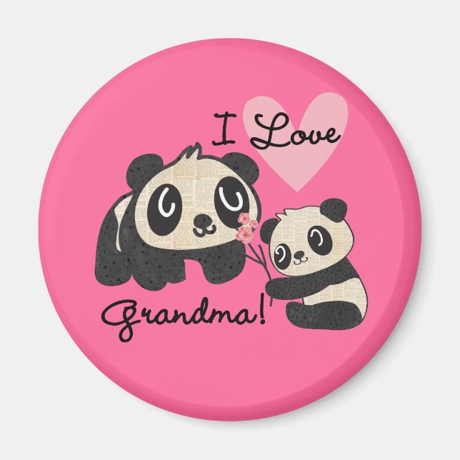 Pandabjörnar älskar jag mormor magnet (Framsidan)