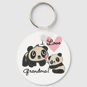 Pandabjörnar älskar jag mormor nyckelring