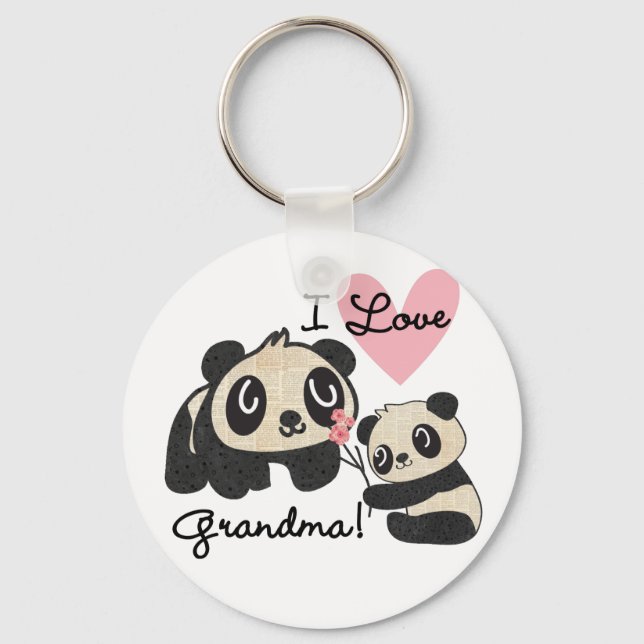 Pandabjörnar älskar jag mormor nyckelring (Framsida)