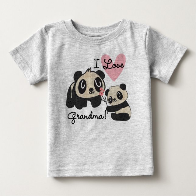 Pandabjörnar älskar jag mormor t-shirt (Framsida)