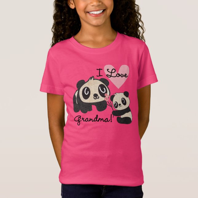 Pandabjörnar älskar jag mormor tee shirt (Framsida)