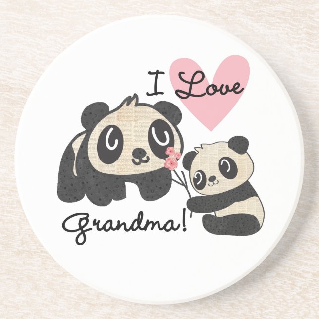 Pandabjörnar älskar jag mormor underlägg sandsten (Framsidan)