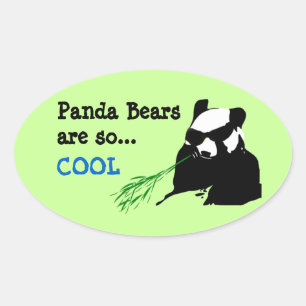 Pandabjörnar är så Coola-stift Ovalt Klistermärke
