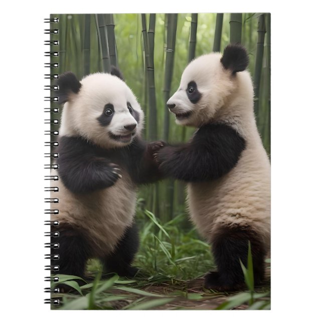 Pandabjörnar i Baby i en bamboskog, Anteckningsbok (Framsidan)