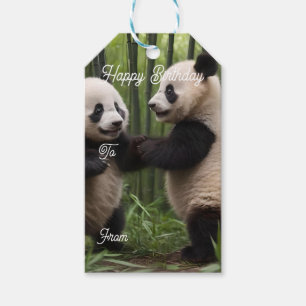 Pandabjörnar i Baby i en bamboskog, Presentetikett
